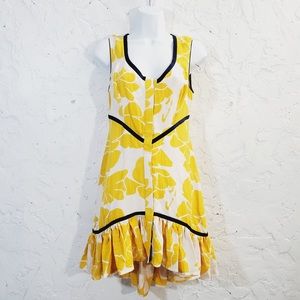 Alexis yellow floral high low summer dress small